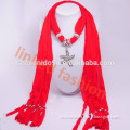 women hot sale metal pendant scarf with Rhinestone starfish Pendant Assorted Colors